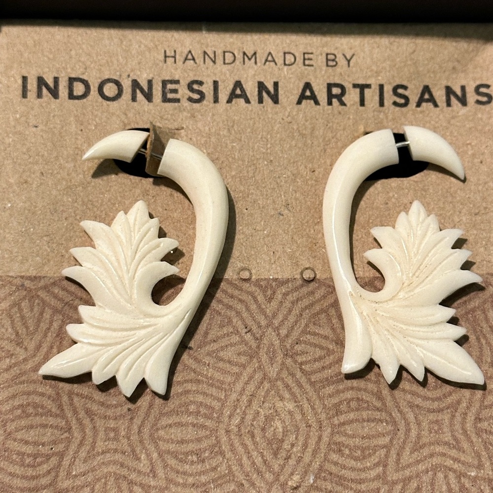 Hand Carved Bone Earrings